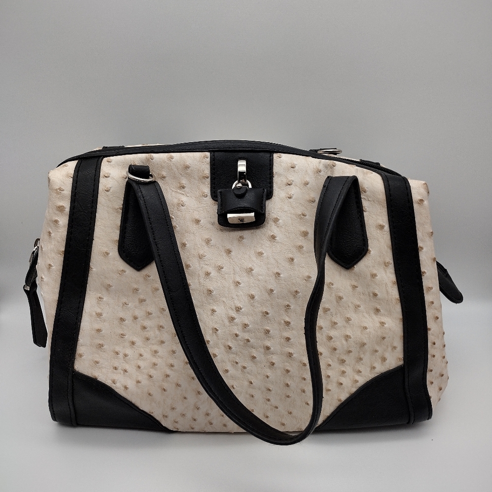 London Fog Off-white & Black Handbag Purse
